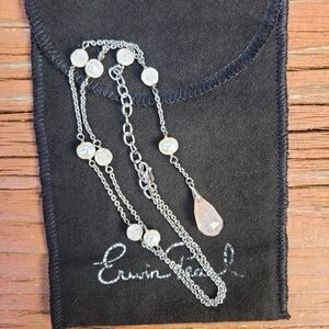 Erwin Pearl - Round Pearls & Rose Looking Crystals (Round/Tear Drop) Necklace